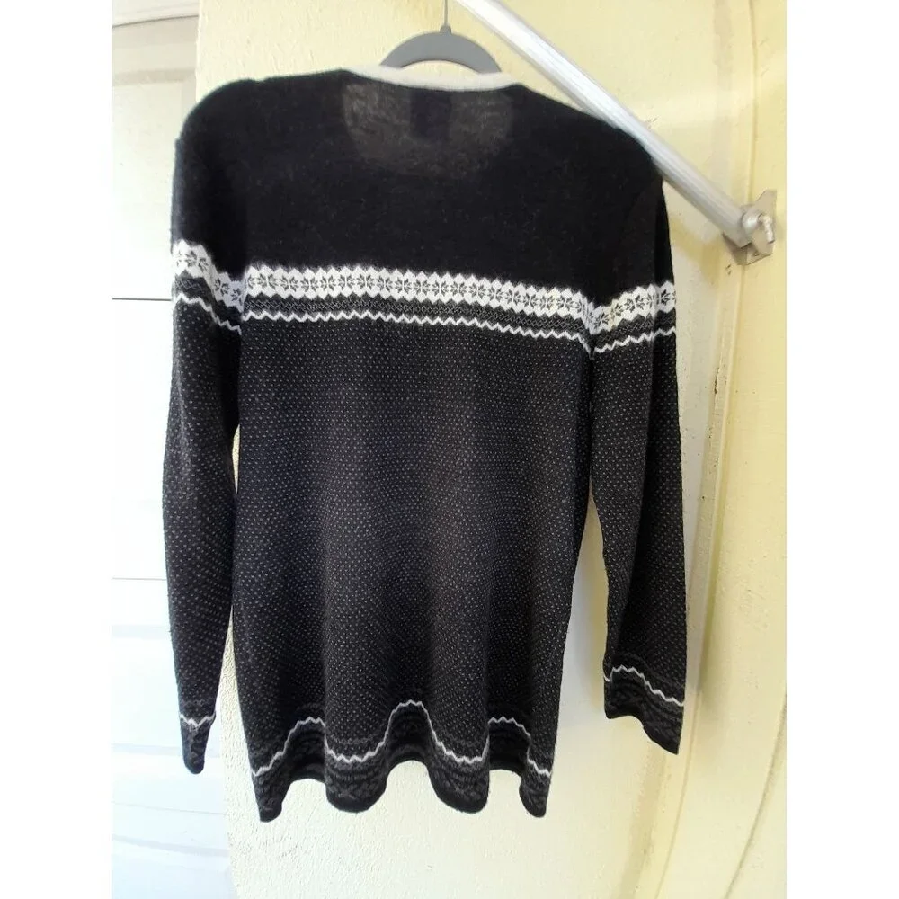 Vtg Womens Small Fair Isle Nordic Snowflake Holiday Wool Angora Soft  Sweater